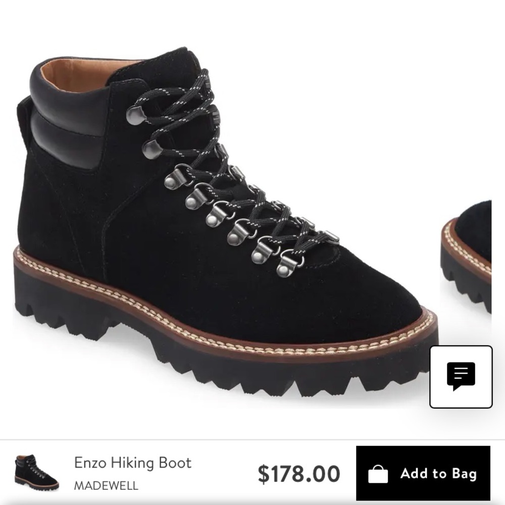Madewell Citywalk Lugsole Hiker Boots True Black Suede/Leather Cloudlift Lace 7 View 5
